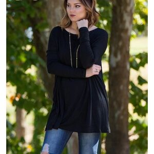 Women’s black, half sleeve, PIKO top. Size S.